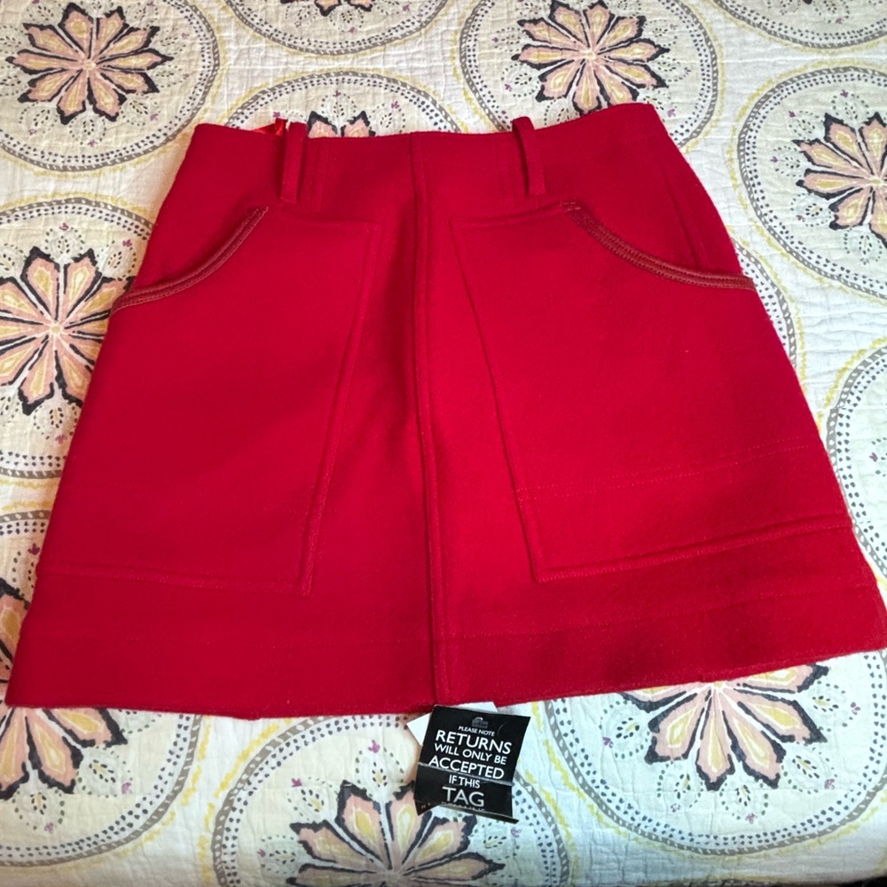 NWT Red Wool Coach Skirt with Front Pockets (bin11)